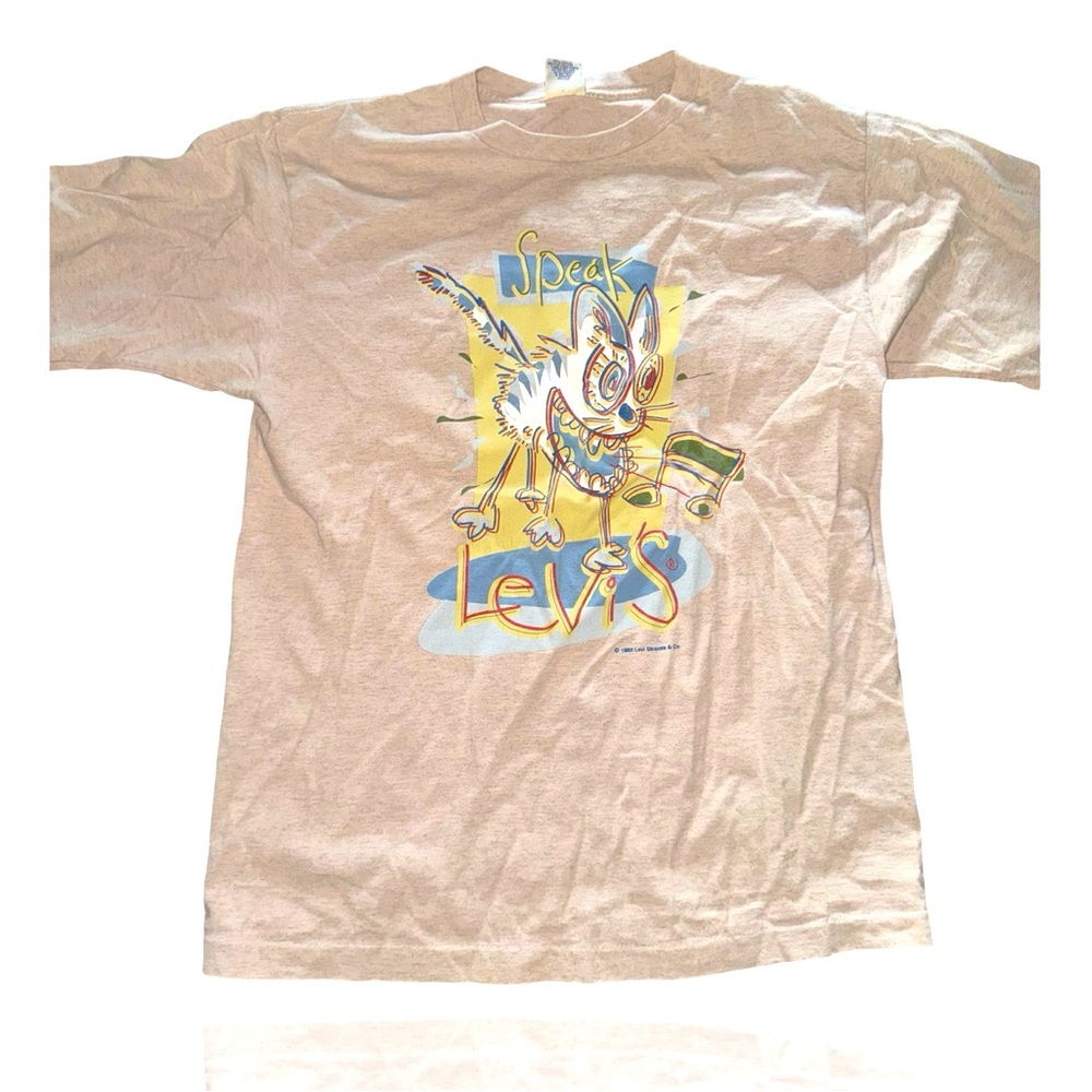 Vintage “Speak” Levi’s T-Shirt: 90’s Graphic Tee: Adult XL: Retro Grunge